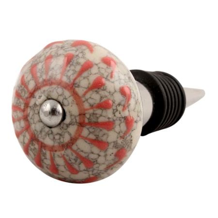 Peach Wheel Crackle Ceramic Wine Stopper